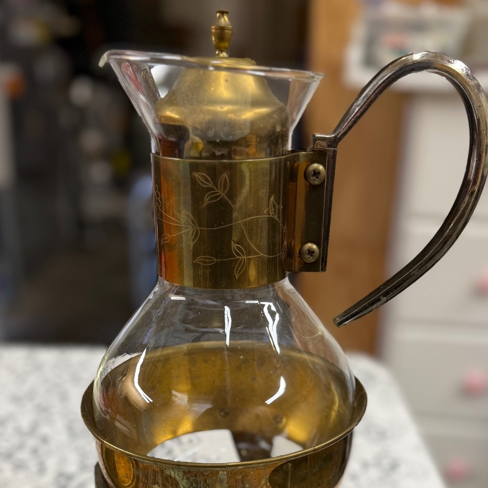 Princess House Coffee Tea Pot Carafe Warming Stand With Lid